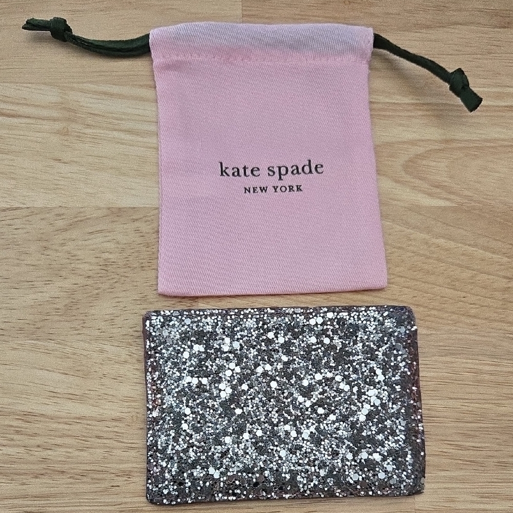 Kate Spade Black and Silver Glitter Card Holder